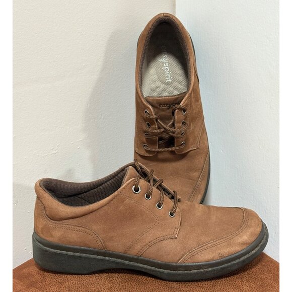 EASY SPIRIT WOMENS SIZE 8.5 M OXFORD SHOES BROWN SUEDE LACE UP COMFORT CASUAL - Picture 1 of 9